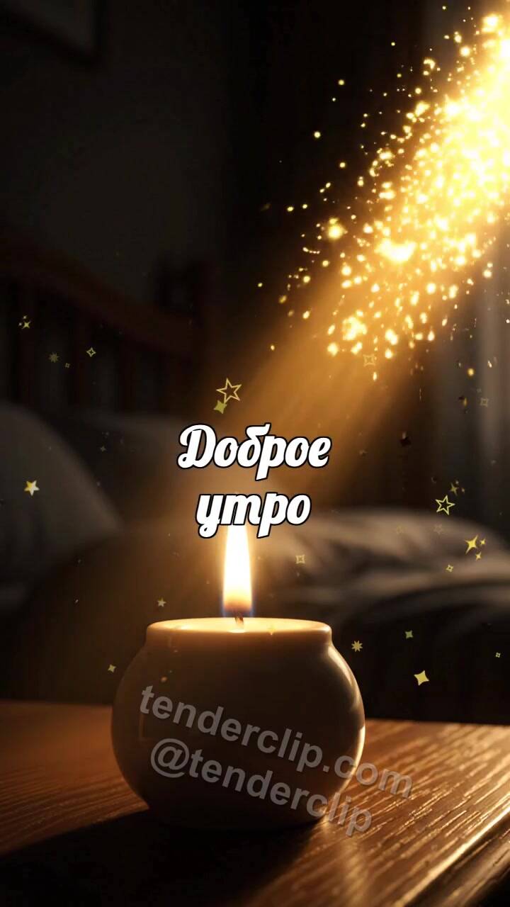 Анимационная открытка на тему Доброе утро: свеча уступает место солнцу
