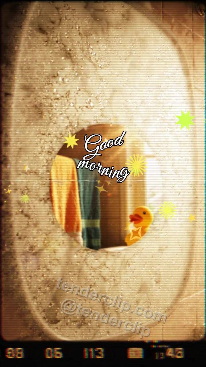 Animated greeting card about Good morning: mirror clears morning fog