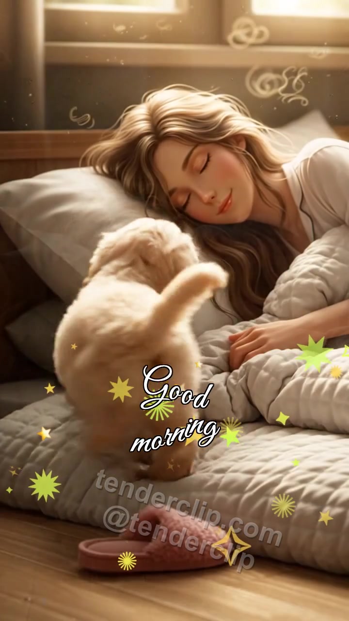 Animated greeting card about Good morning: Puppy Alarm Clock