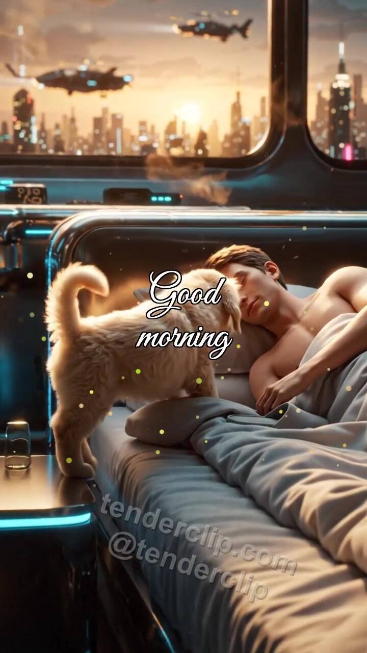 Animated greeting card about Good morning: Puppy Alarm Clock