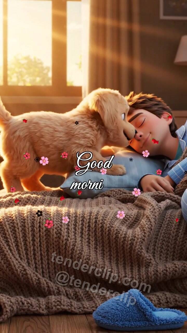 Animated greeting card about Good morning: Puppy Alarm Clock