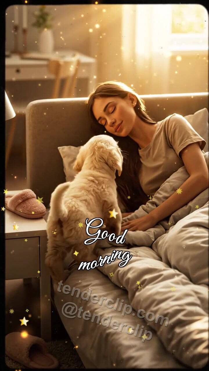 Animated greeting card about Good morning: Puppy Alarm Clock