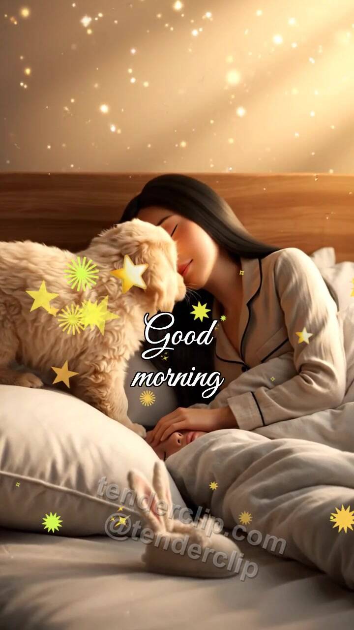 Animated greeting card about Good morning: Puppy Alarm Clock
