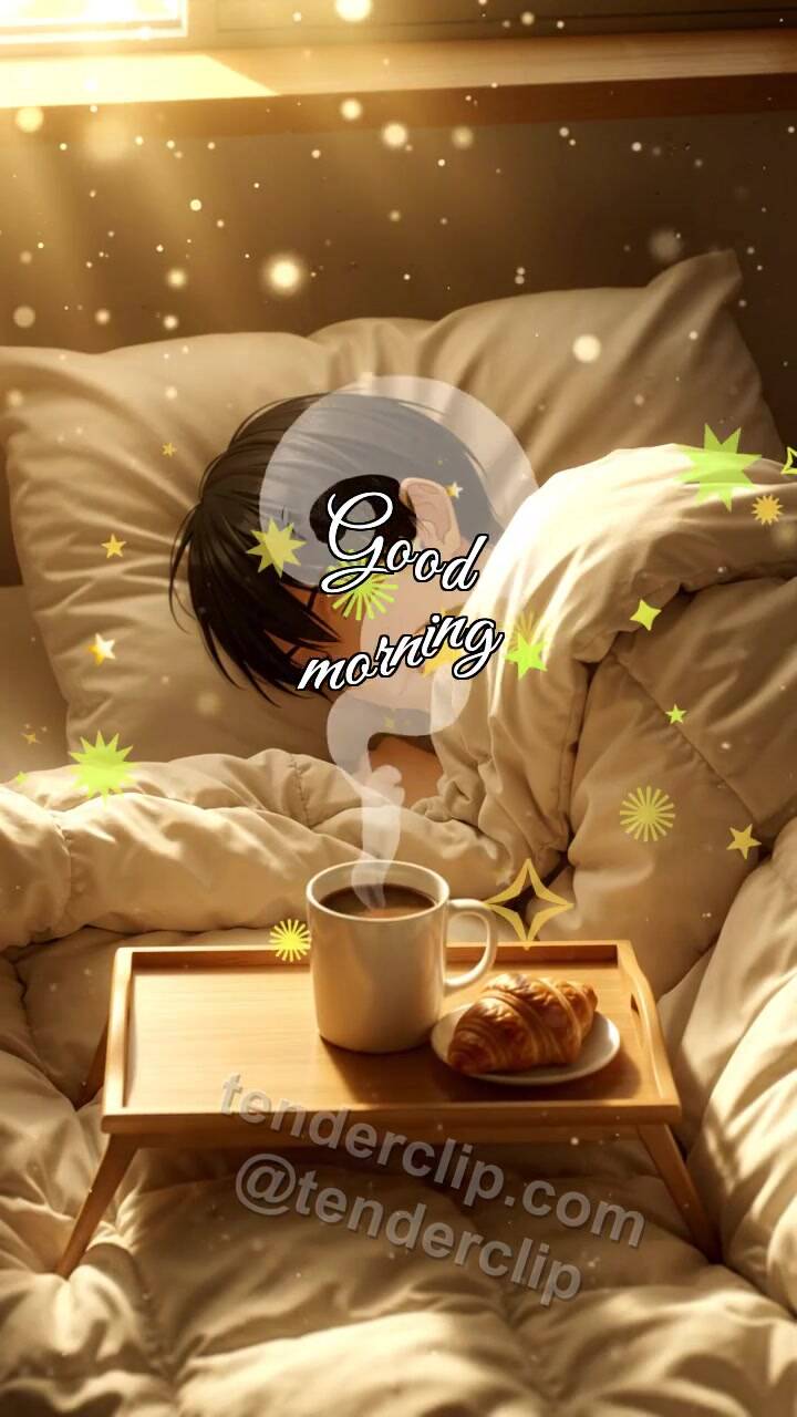 Animated greeting card about Good morning: Coffee Under the Blanket