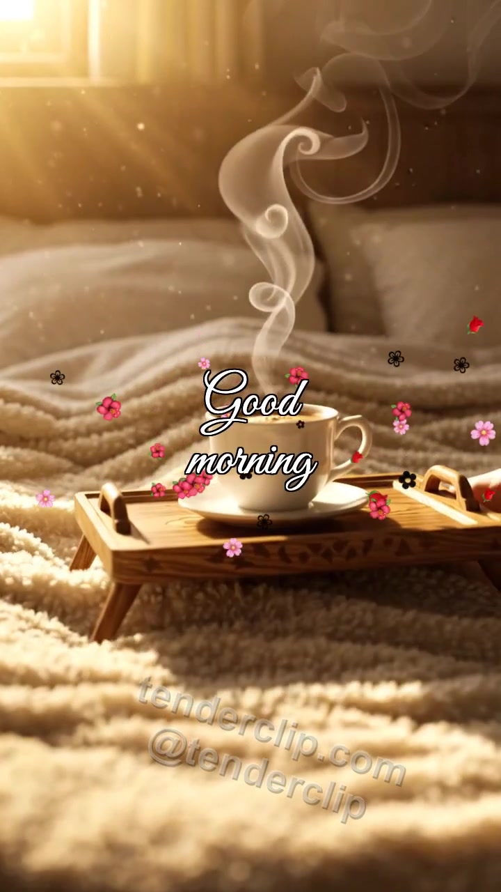Animated greeting card about Good morning: Coffee Under the Blanket