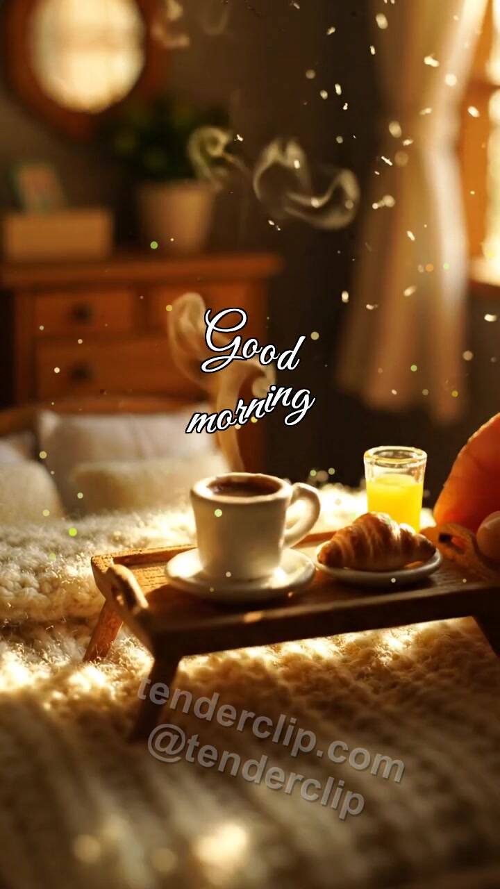 Animated greeting card about Good morning: Coffee Under the Blanket