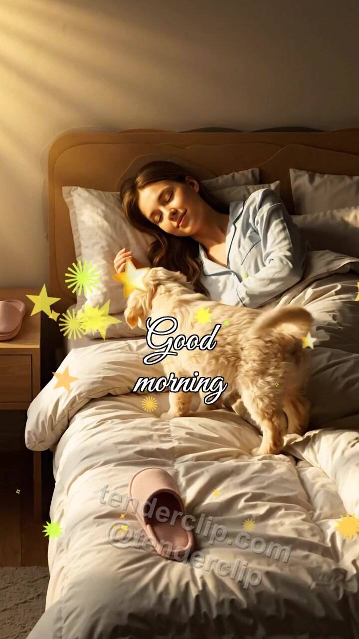 Animated greeting card about Good morning: Puppy Alarm Clock