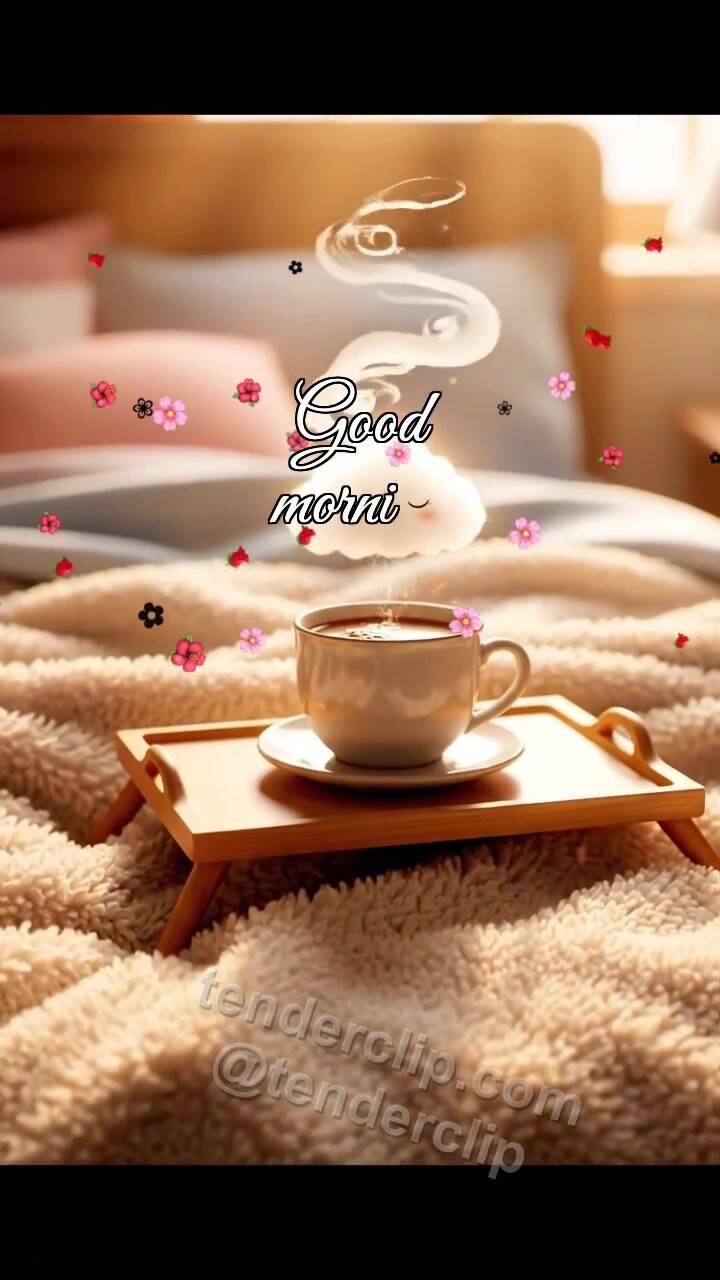 Animated greeting card about Good morning: Coffee Under the Blanket