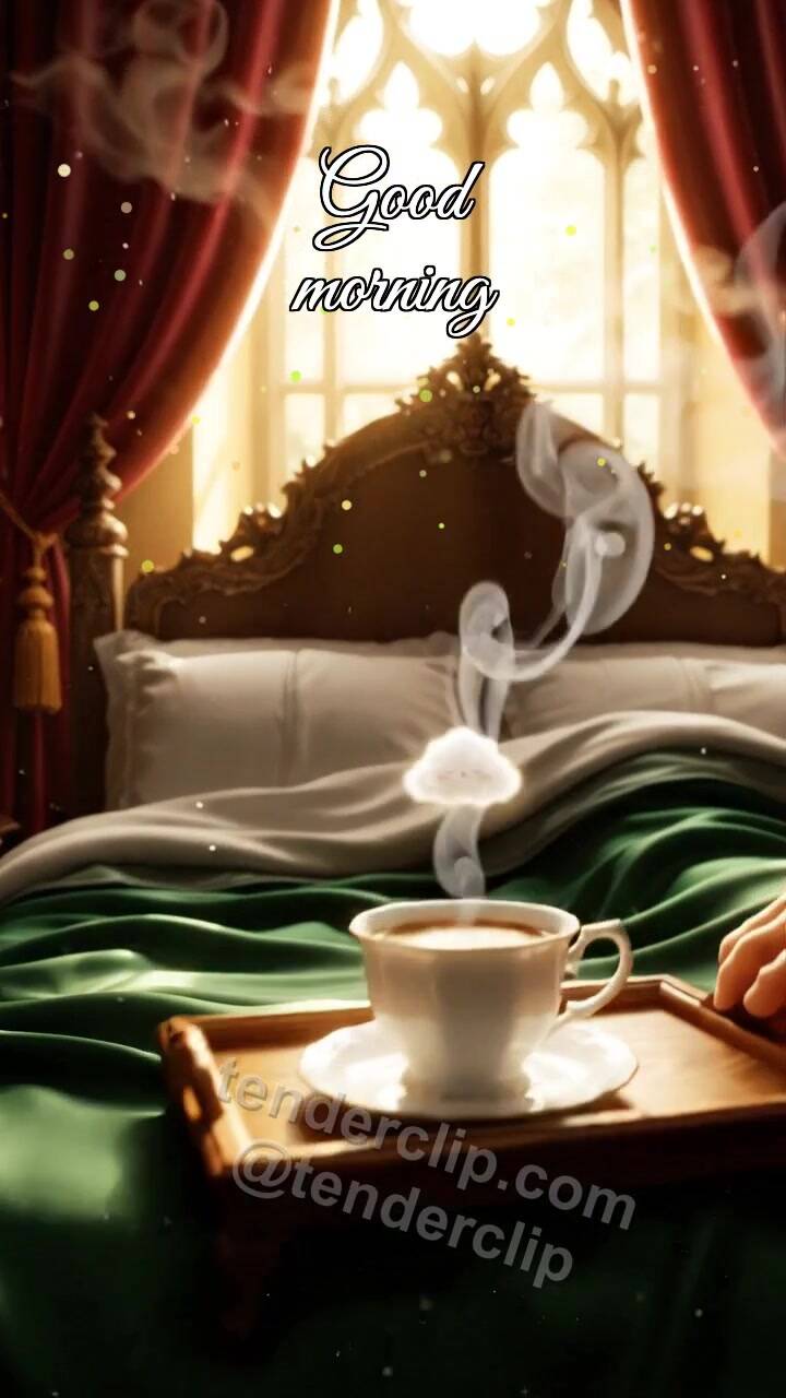 Animated greeting card about Good morning: Coffee Under the Blanket