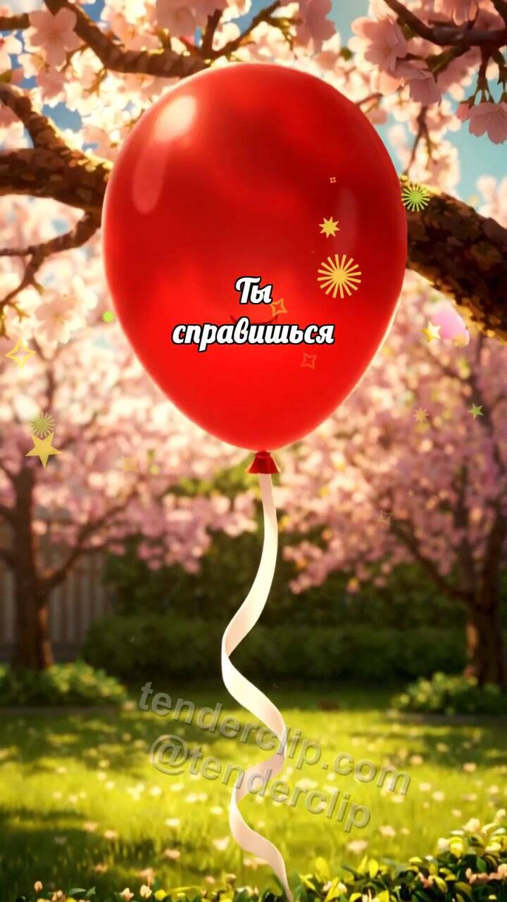 Анимационная открытка на тему Ты справишься: Шарик поднимается выше