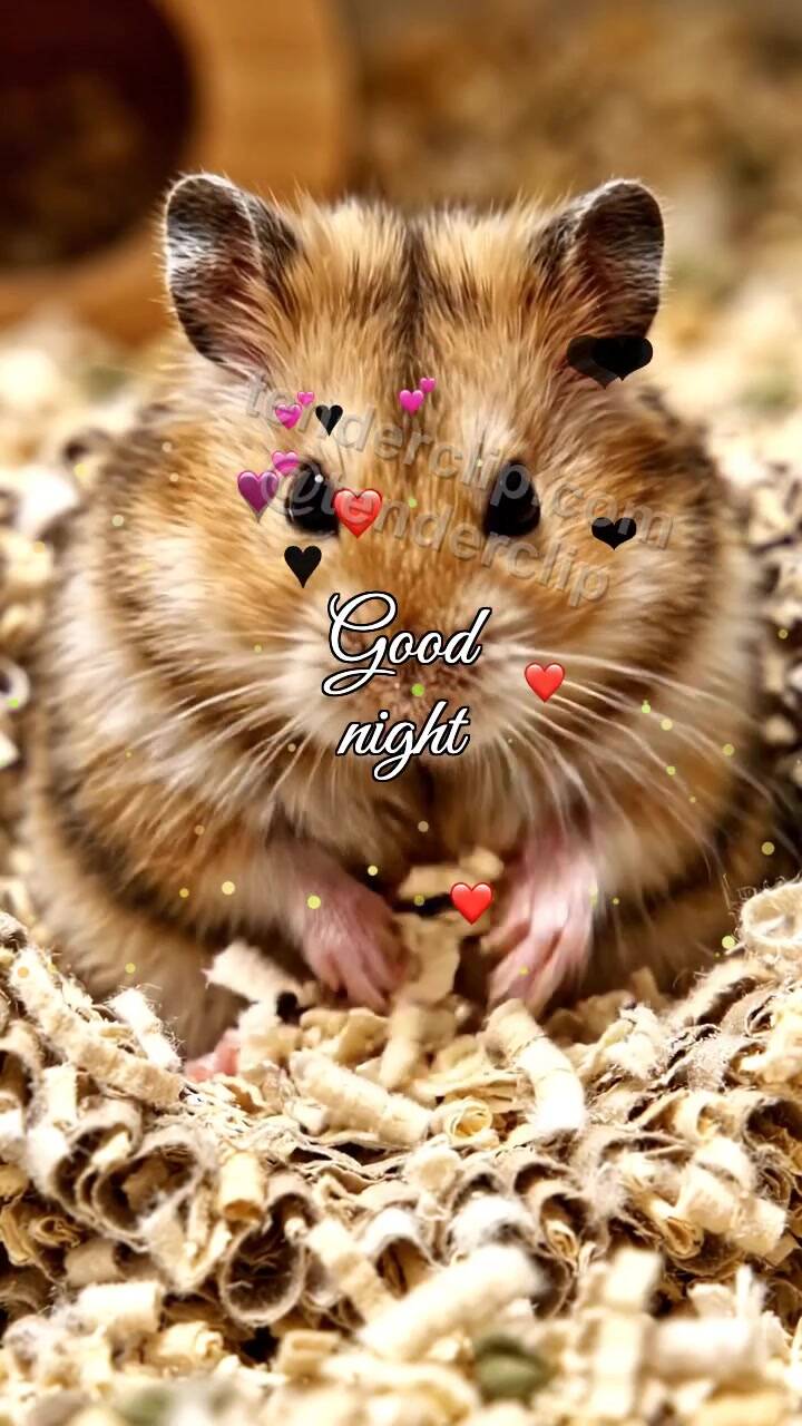 Animated greeting card about Good night: Hamster Bed Nest