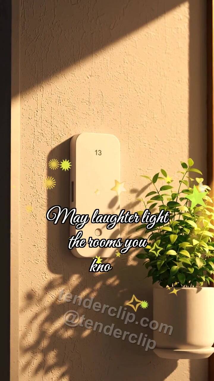Animated greeting card about Happy housewarming: Doorbell Catches Sunbeam