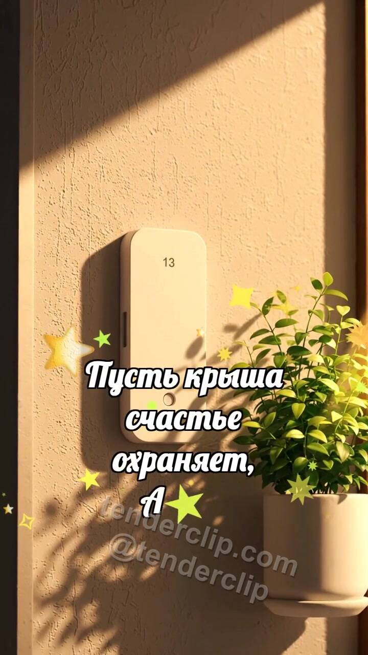 Анимационная открытка на тему С новосельем: Звонок ловит лучик
