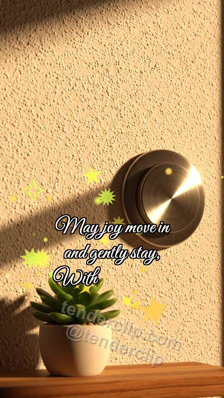 Animated greeting card about Happy housewarming: Doorbell Catches Sunbeam