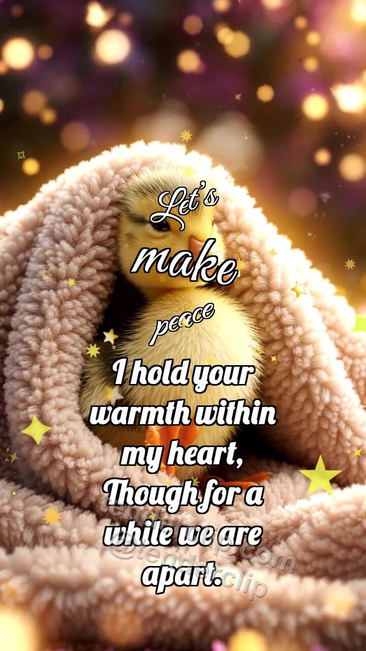 Animated greeting card about Let’s make peace: Duckling Under Blanket