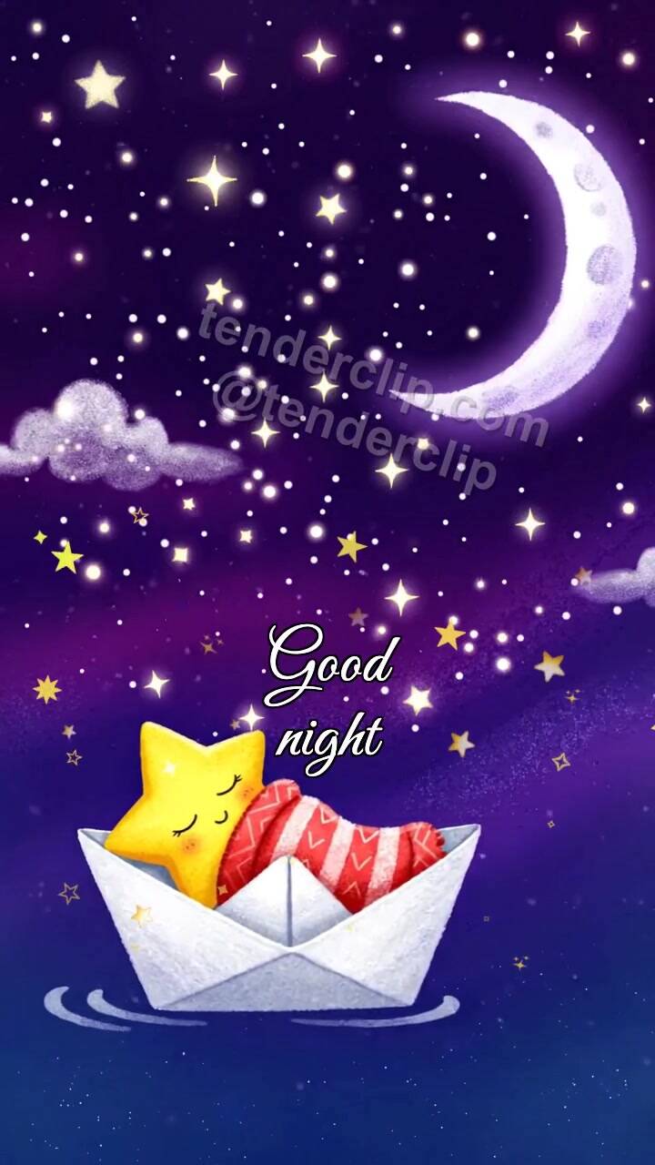 Animated greeting card about Good night: Moon Boat