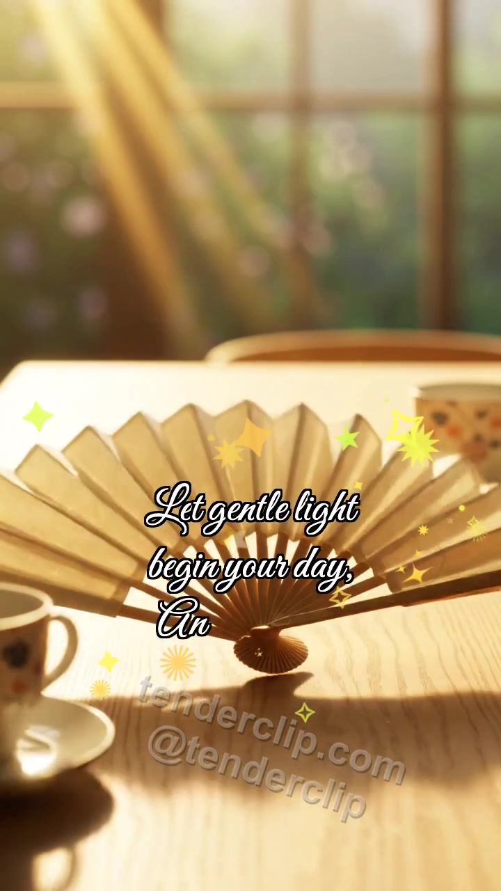 Animated greeting card about Good morning: Fan Opens Morning