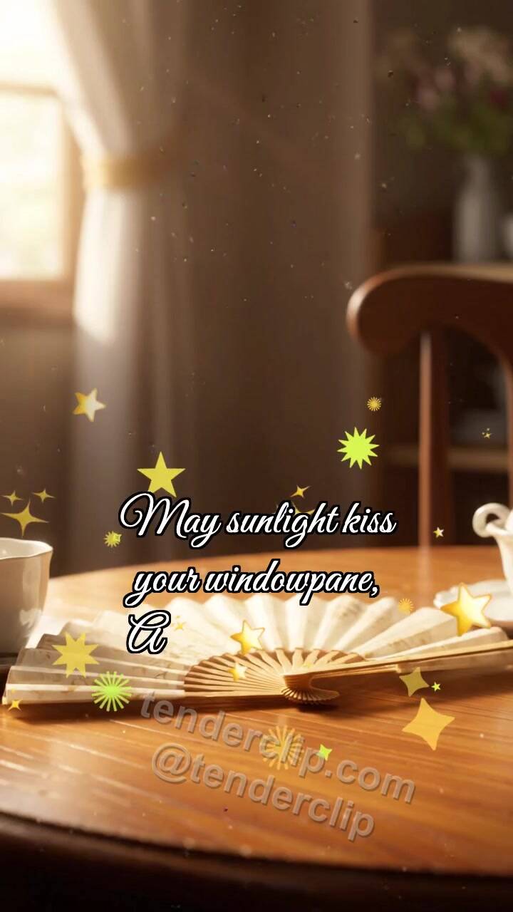 Animated greeting card about Good morning: Fan Opens Morning