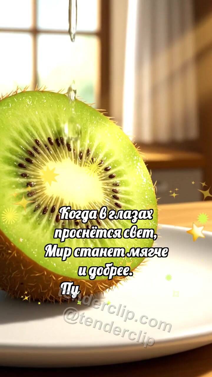 Анимационная открытка на тему Держись и улыбнись: Киви ловит каплю