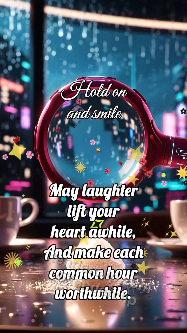 Animated greeting card about Hold on and smile: Cranberry Magnifier Releases Glint