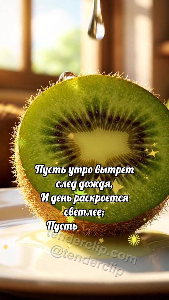Анимационная открытка на тему Держись и улыбнись: Киви ловит каплю