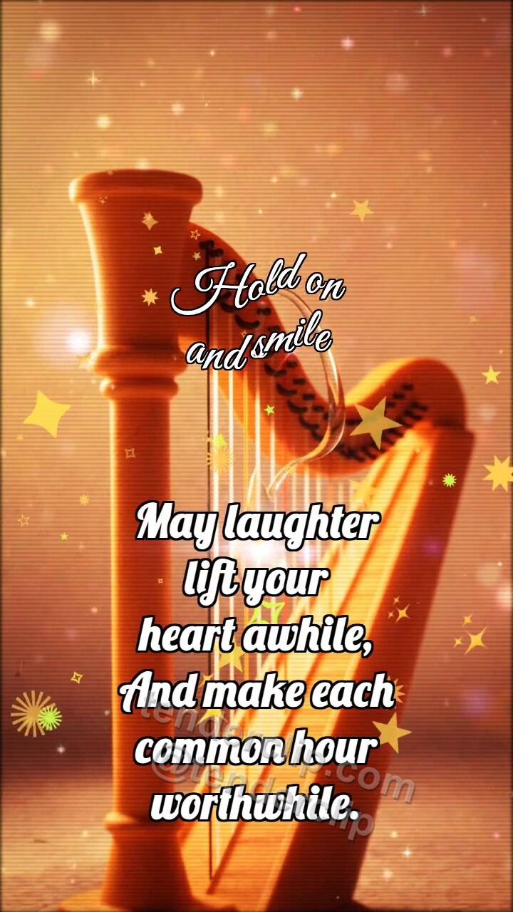 Animated greeting card about Hold on and smile: Tangerine Harp Smiles Drop