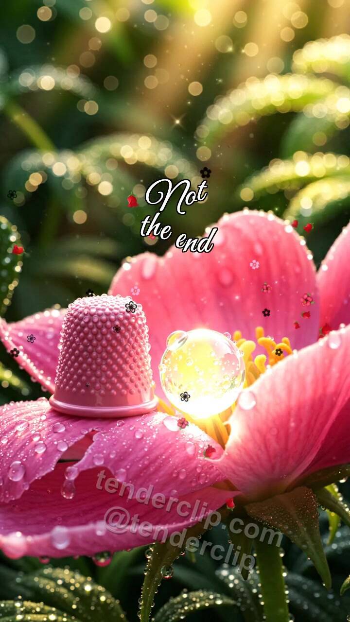 Animated greeting card about Not the end: Pink Thimble Mends Petal