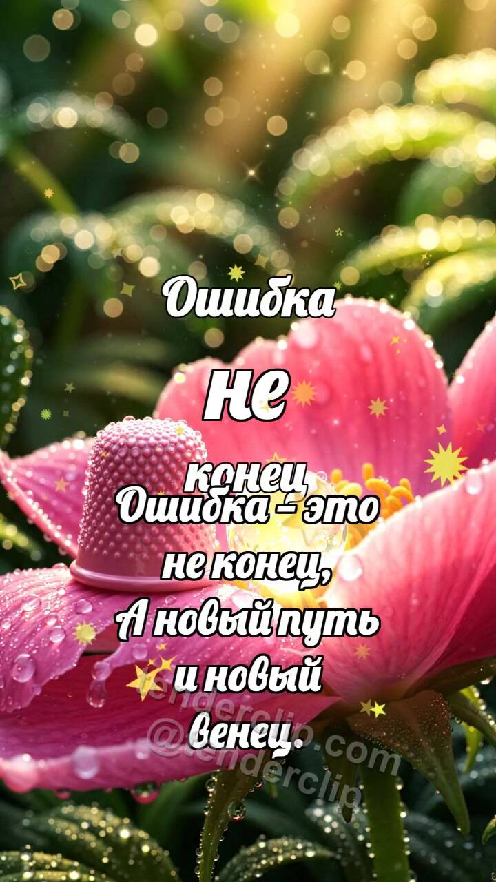 Анимационная открытка на тему Ошибка не конец: Розовый напёрсток чинит лепесток