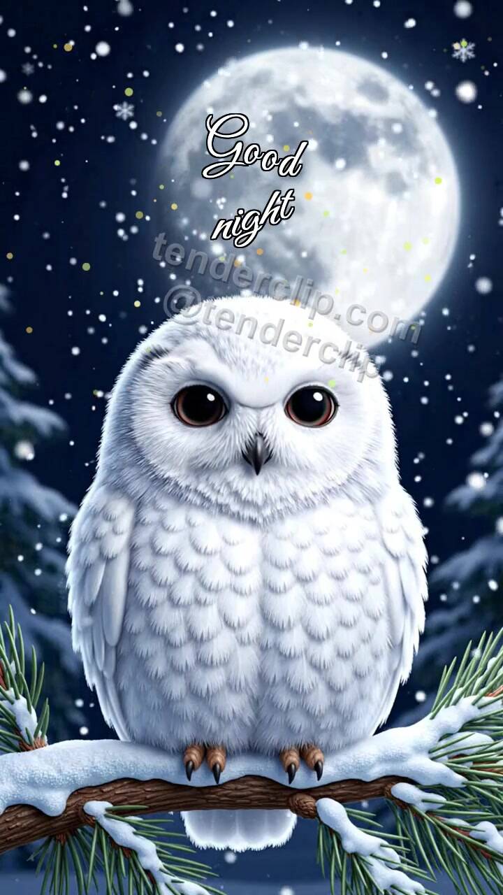 Animated greeting card about Good night: Owl Blinks Goodnight