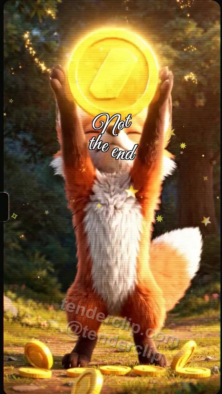 Animated greeting card about Not the end: Fox Cub Catches Luck