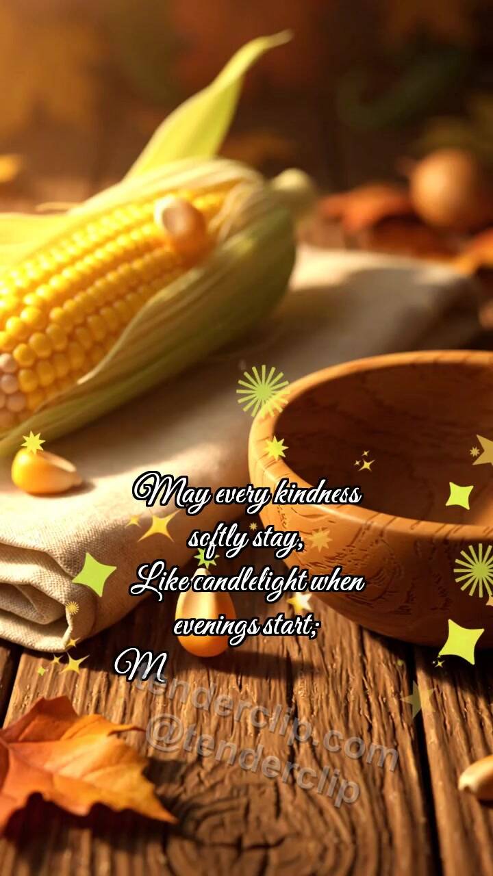 Animated greeting card about Happy Thanksgiving: Corn Drops Kernel