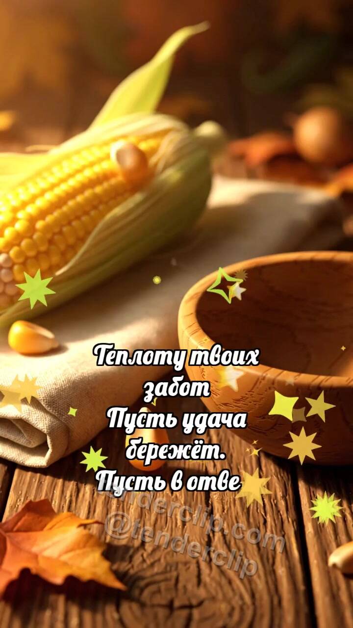 Анимационная открытка на тему С Днём благодарения: Кукуруза роняет зёрнышко