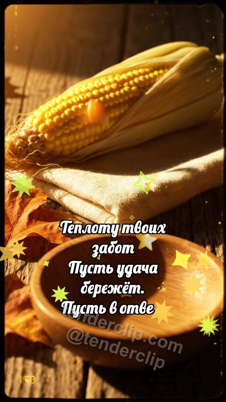 Анимационная открытка на тему С Днём благодарения: Кукуруза роняет зёрнышко