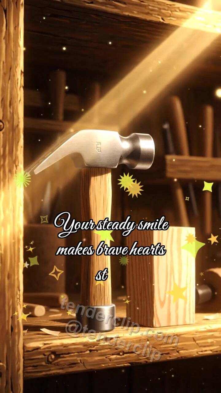 Animated greeting card about Happy Father’s Day: Hammer Holds Beam