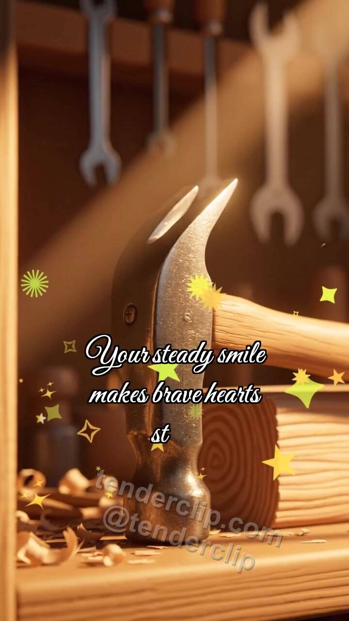 Animated greeting card about Happy Father’s Day: Hammer Holds Beam