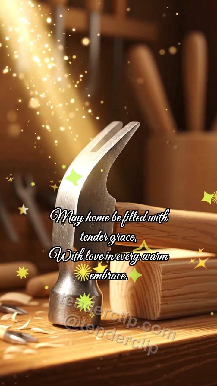 Animated greeting card about Happy Father’s Day: Hammer Holds Beam
