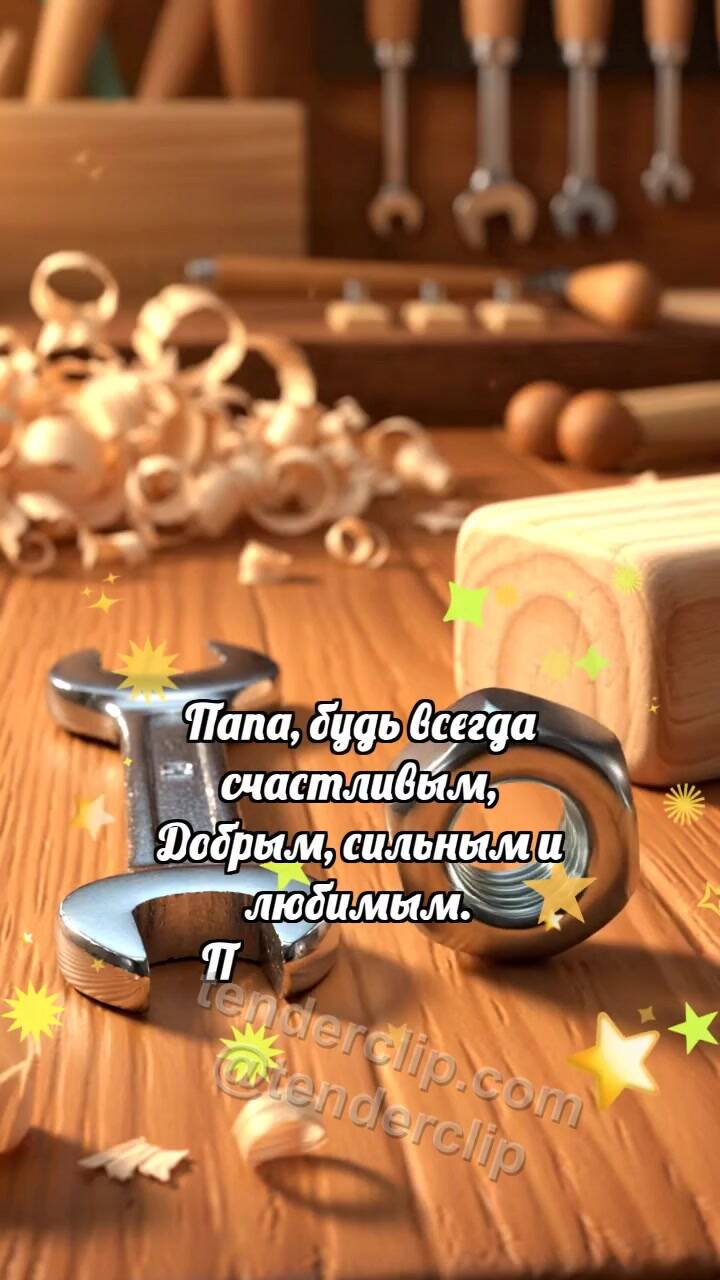 Анимационная открытка на тему С днём отца: Гайка стала сердцем
