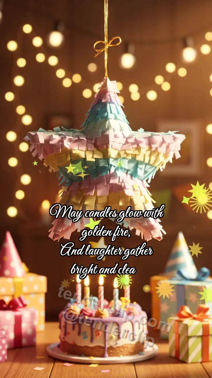 Animated greeting card about Happy birthday: Piñata Drops Confetti
