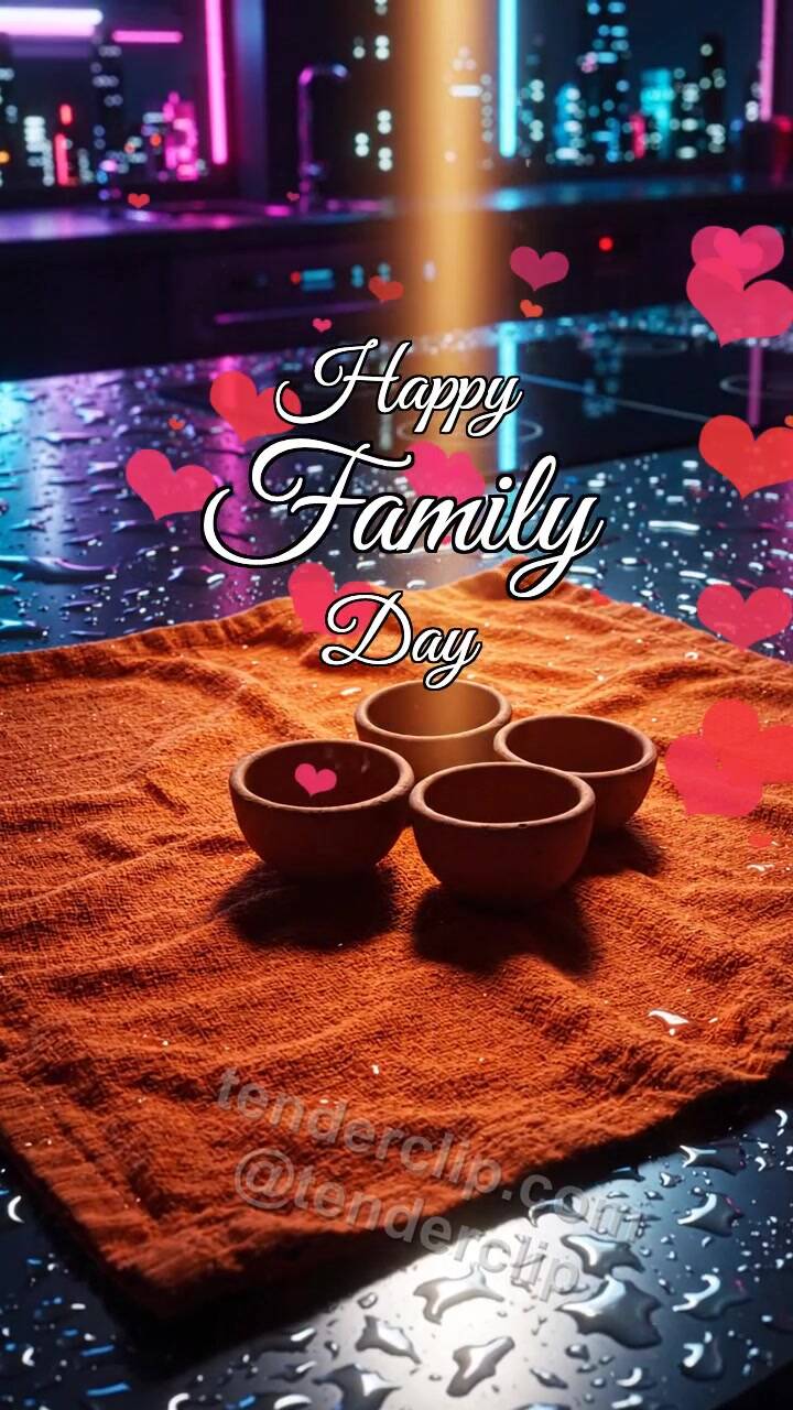 Animated greeting card about Happy Family Day: Terracotta Bowls Gather