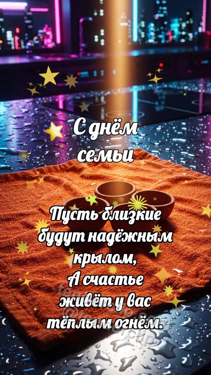 Анимационная открытка на тему С днём семьи: Терракотовые мисочки собираются