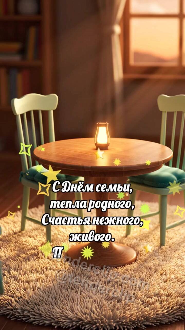 Анимационная открытка на тему С днём семьи: Стулья собирают круг