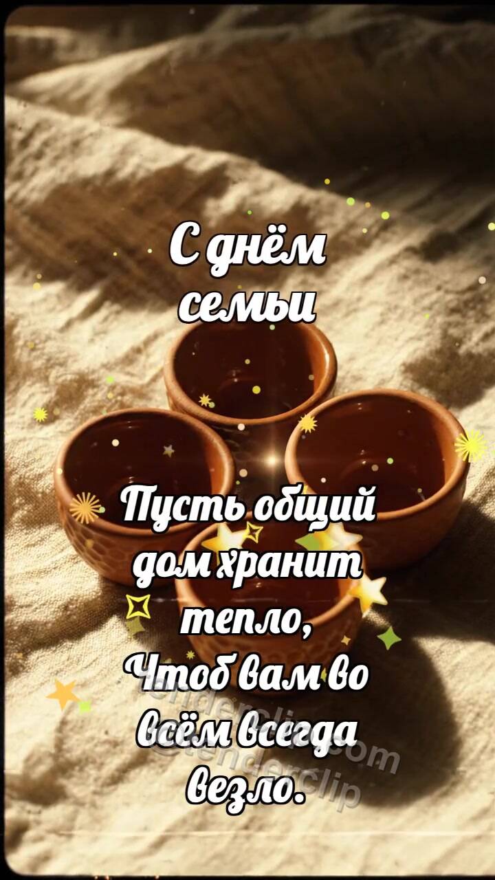 Анимационная открытка на тему С днём семьи: Терракотовые мисочки собираются