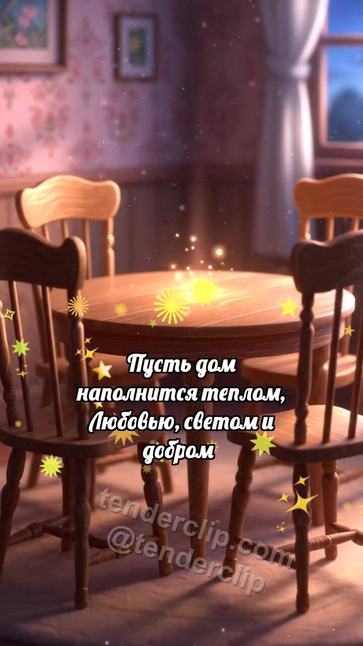 Анимационная открытка на тему С днём семьи: Стулья собирают круг