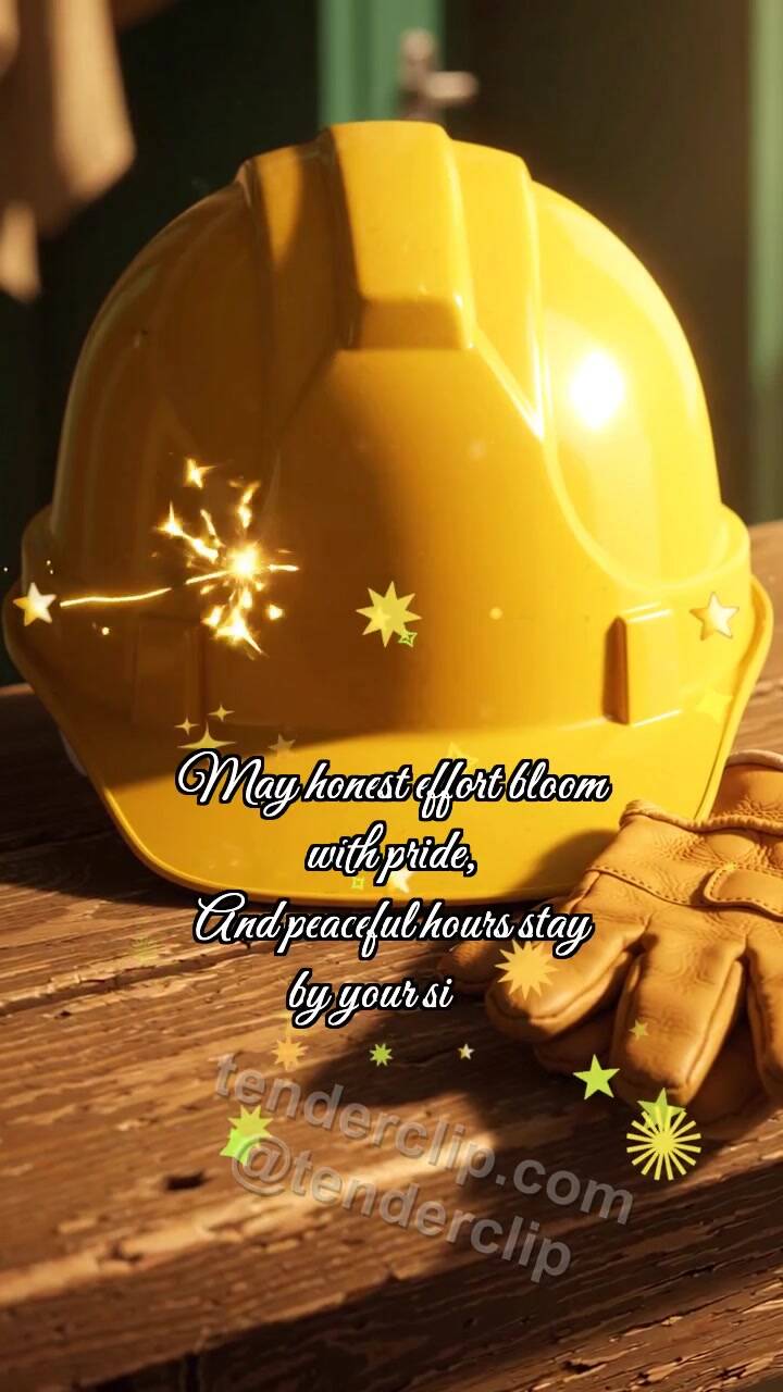 Animated greeting card about Labor Day: Hard Hat Catches Spark