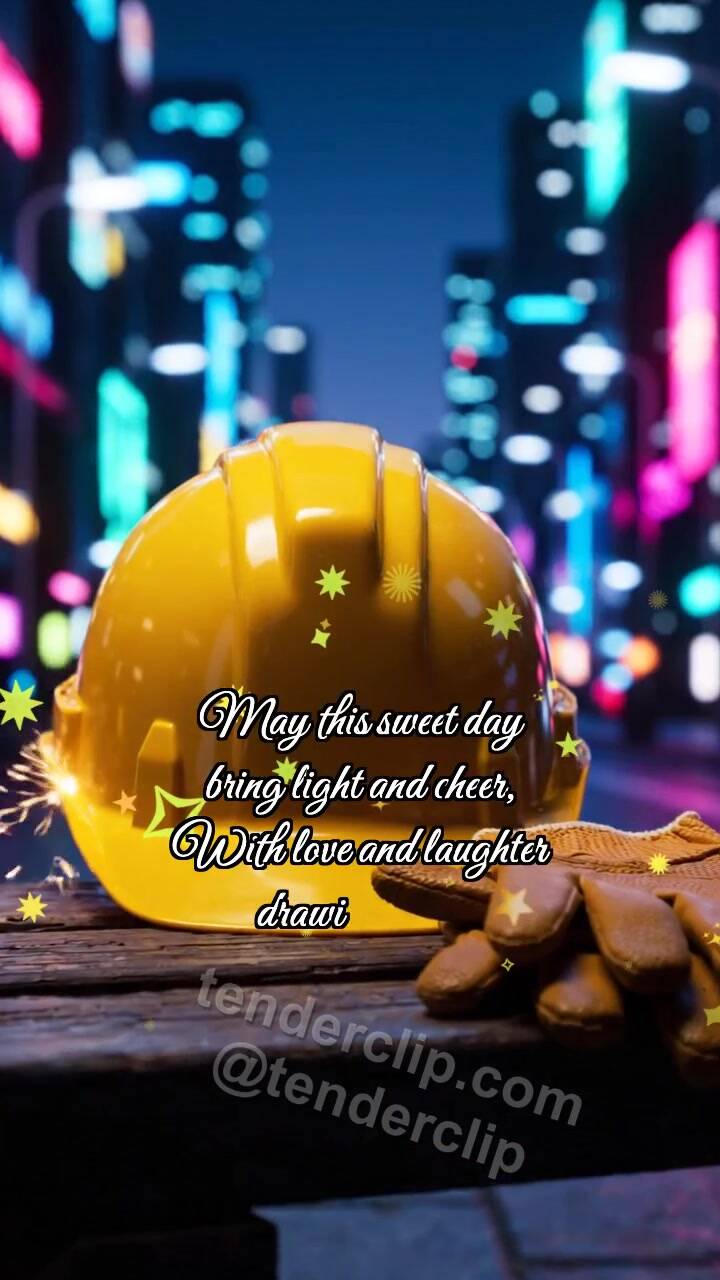 Animated greeting card about Labor Day: Hard Hat Catches Spark