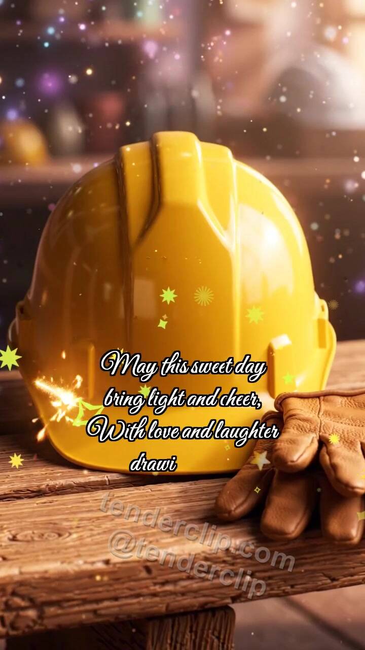 Animated greeting card about Labor Day: Hard Hat Catches Spark