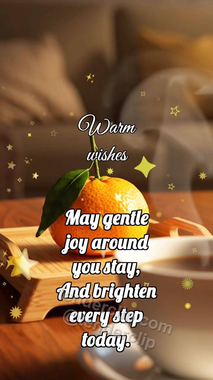 Animated greeting card about Warm wishes: Pine Tray Brings Mandarin