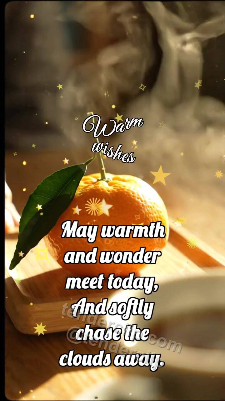 Animated greeting card about Warm wishes: Pine Tray Brings Mandarin