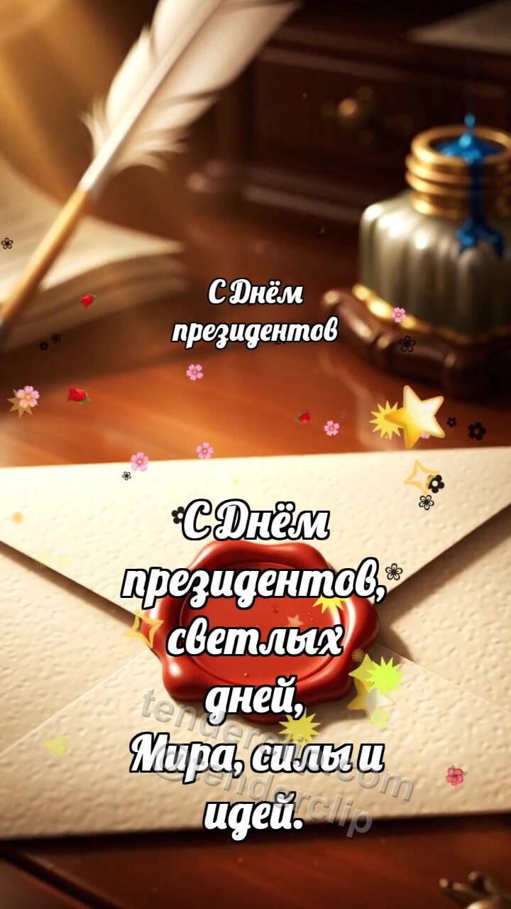 Анимационная открытка на тему С Днём президентов: Сургучная печать тает