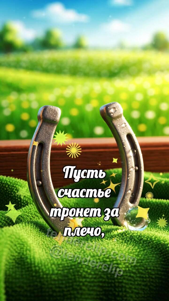 Анимационная открытка на тему С Днём святого Патрика: Подкова качает росу